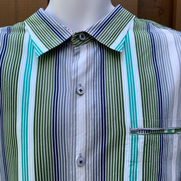 SOLD! Tommy Bahama Striped Silk Blend Shirt - Picture 2 of 8